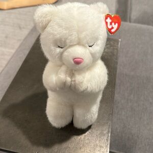 Ty Classic Blessings The White Bear Praying Pose Kneeling Bear 10"  25cm New